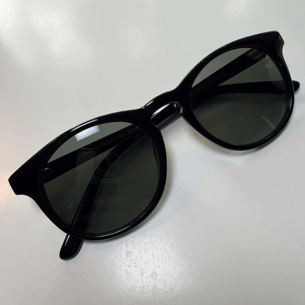 Kent Wang LOST Black Acetate Sunglasses 50mm Green Lenses Unisex Classic
